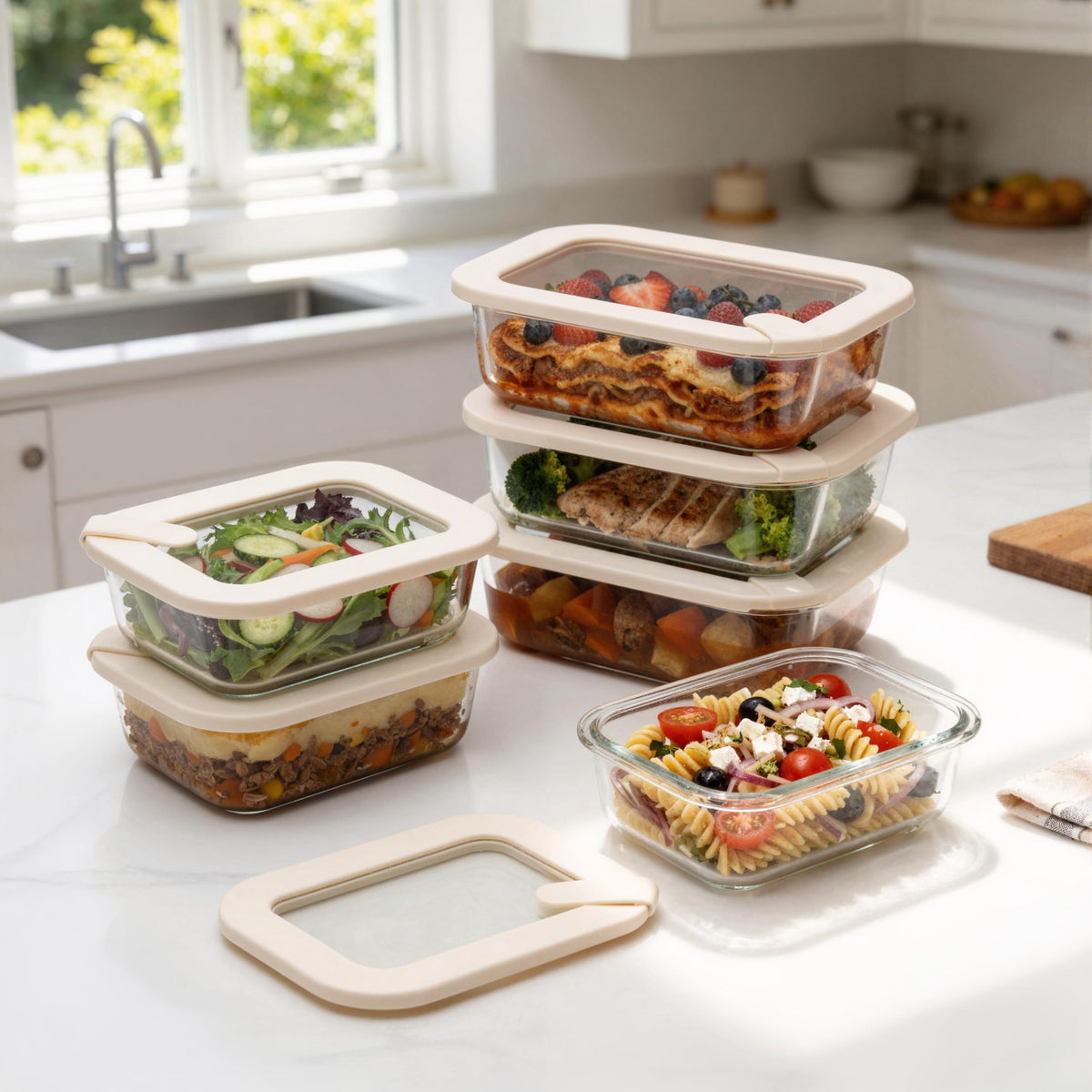 Urban Green glass container without lid, oven-safe for baking.
