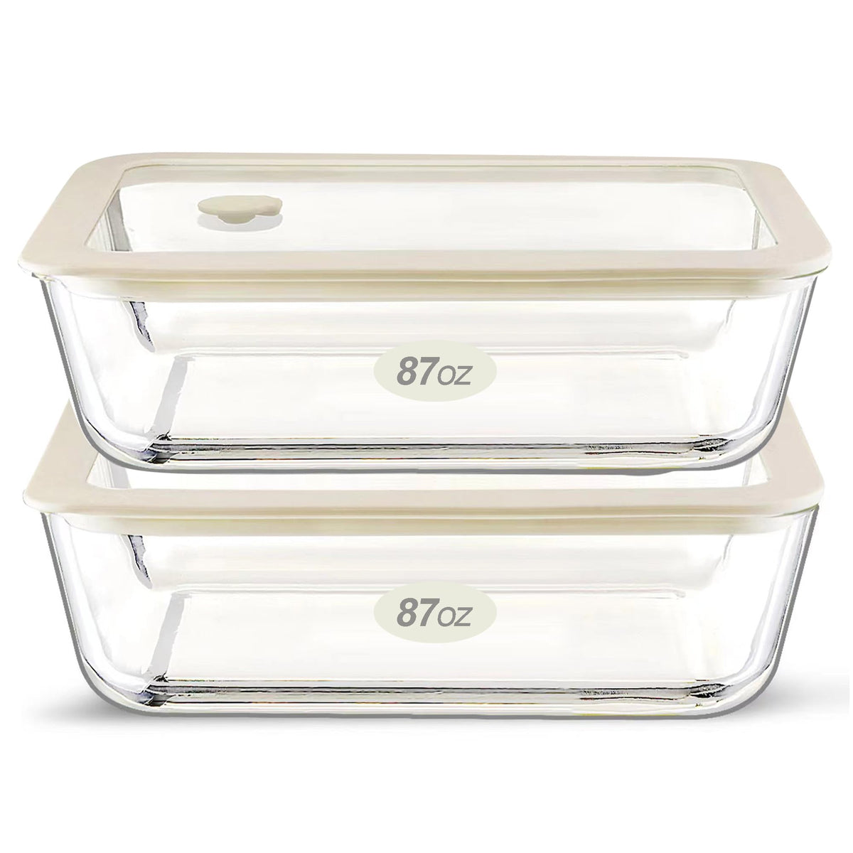 Urban Green rectangle 87oz glass container with silicone frame lid for meal prep and freshness