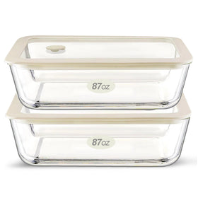 Urban Green rectangle 87oz glass container with silicone frame lid for meal prep and freshness