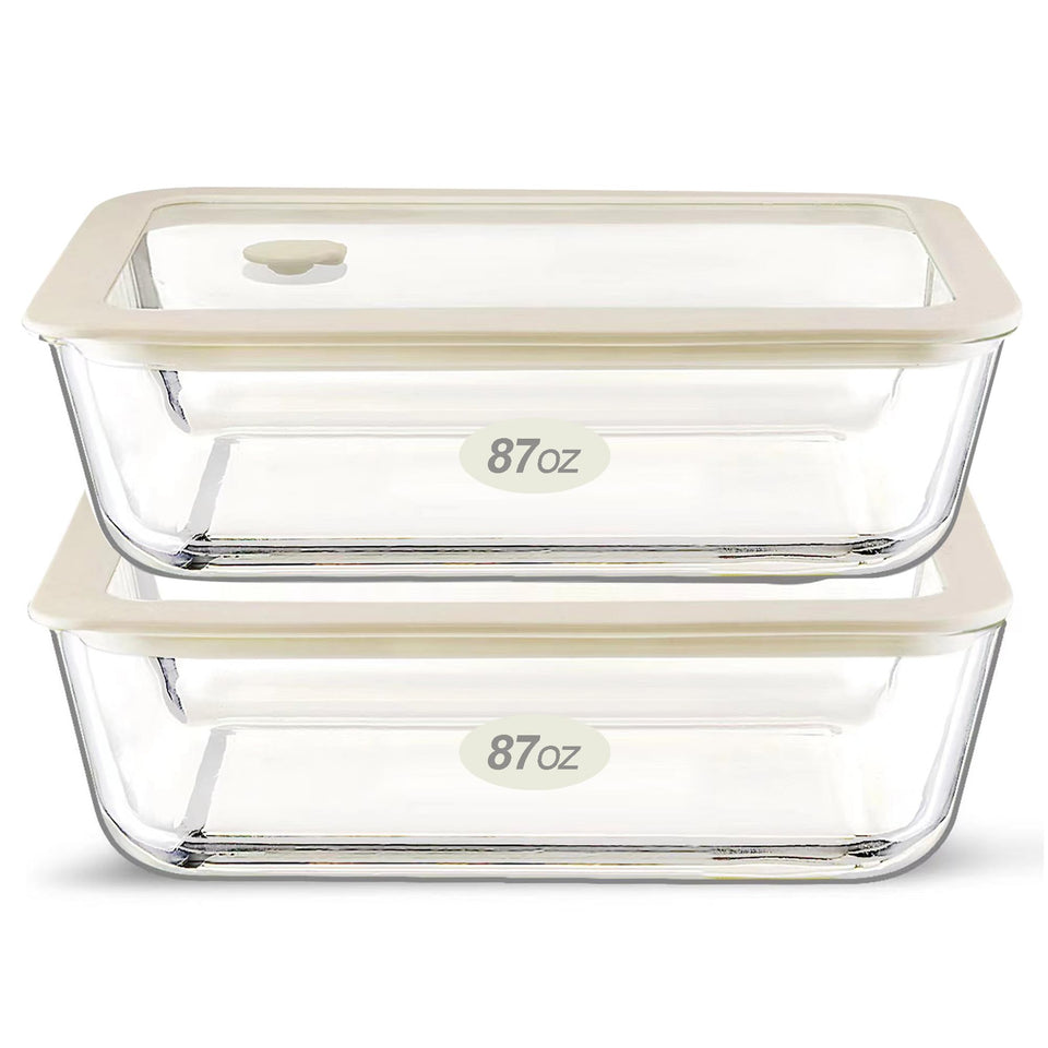 Urban Green rectangle 87oz glass container with silicone frame lid for meal prep and freshness