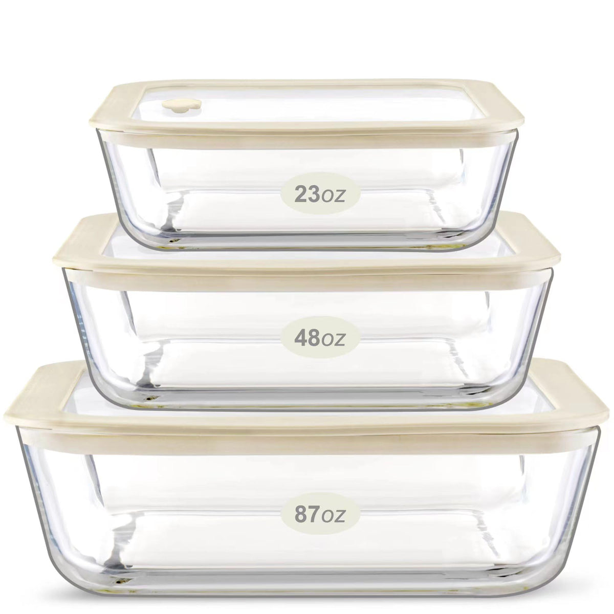 Urban Green rectangle 87oz glass container with silicone lid for meal prep and freshness
