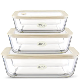 Urban Green rectangle 87oz glass container with silicone lid for meal prep and freshness