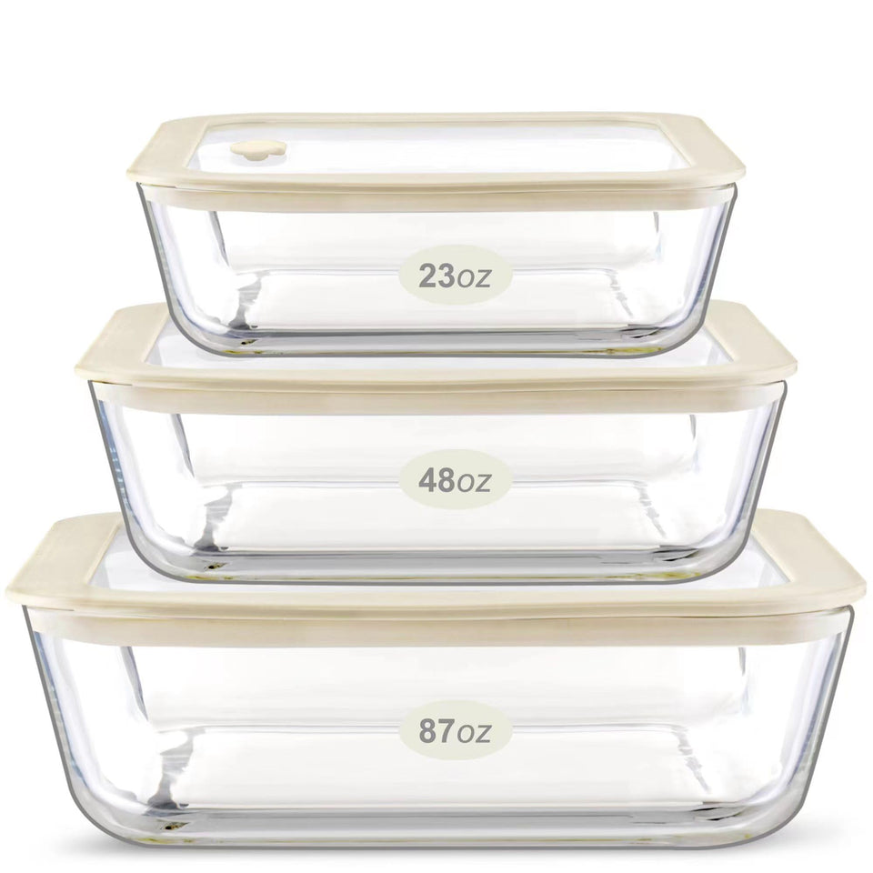 Urban Green rectangle 87oz glass container with silicone lid for meal prep and freshness