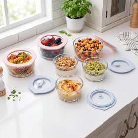 Urban Green rectangle glass container 48oz, stackable and leak-free