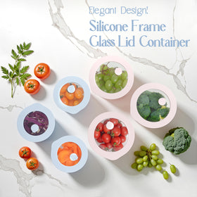 Urban Green rectangle glass container 87oz with silicone framed lid