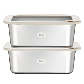 Urban Green rectangular stainless-steel container with glass lid keeps meals fresh and easy to stack.