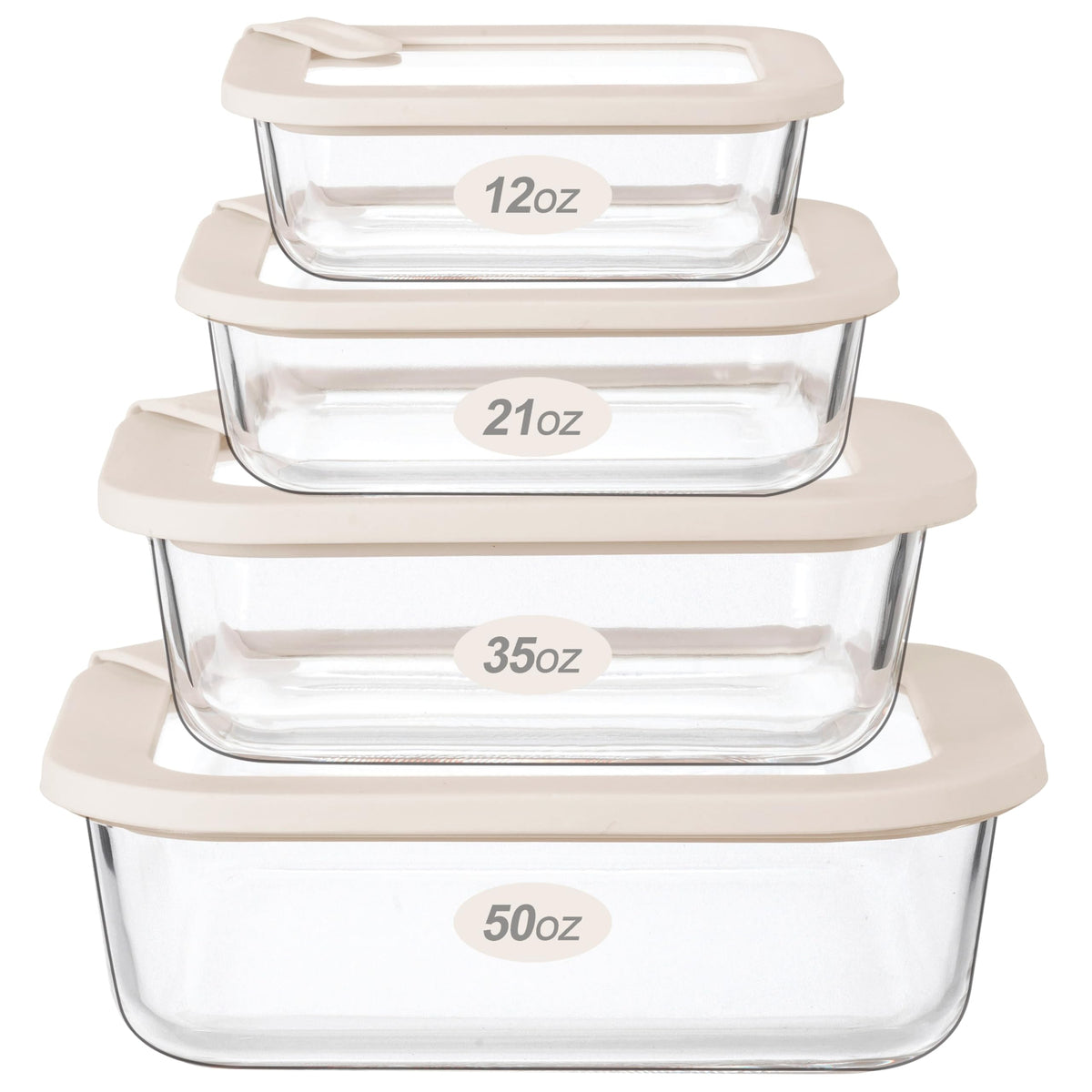 Urban Green 50oz rectangular glass container with clear walls for easy meal prep visibility.