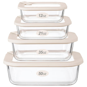 Urban Green 50oz rectangular glass container with clear walls for easy meal prep visibility.