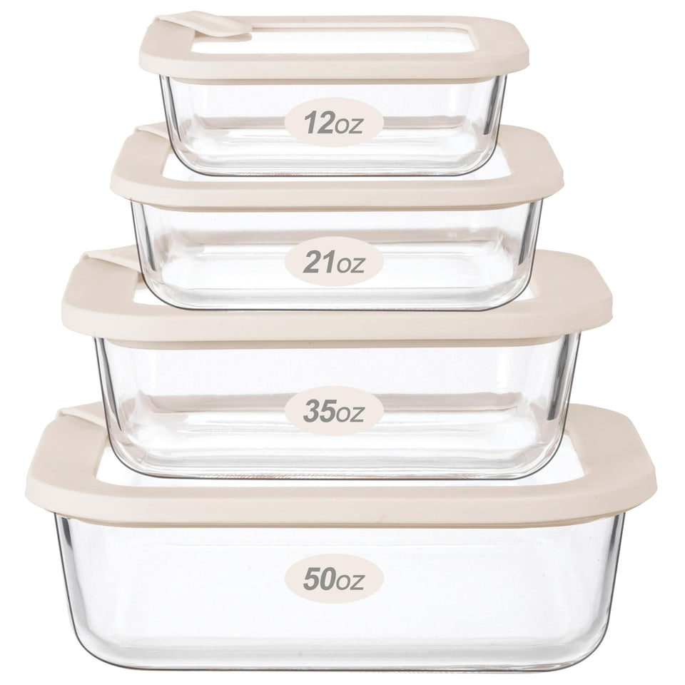 Urban Green 50oz rectangular glass container with clear walls for easy meal prep visibility.