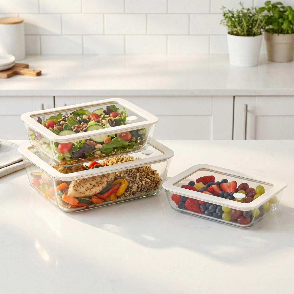 Urban Green round 15oz glass container snack-sized and stackable