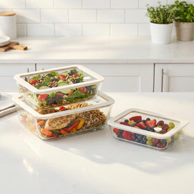 Urban Green round 15oz glass container snack-sized and stackable