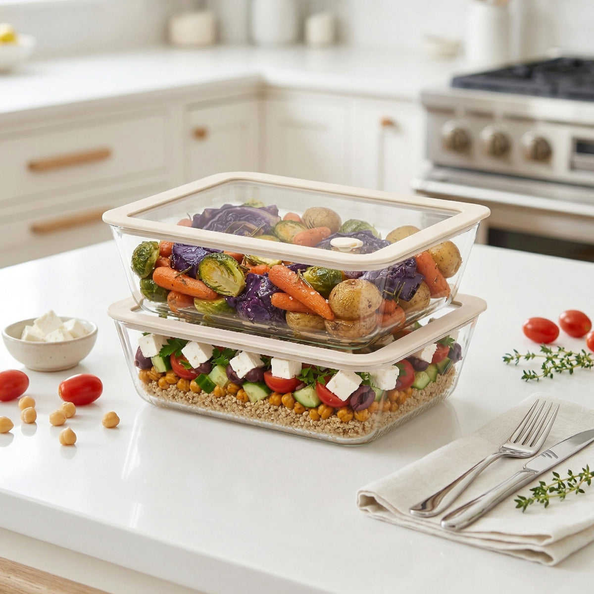 Urban Green round 30oz glass container keeps snacks fresh and easy to grab