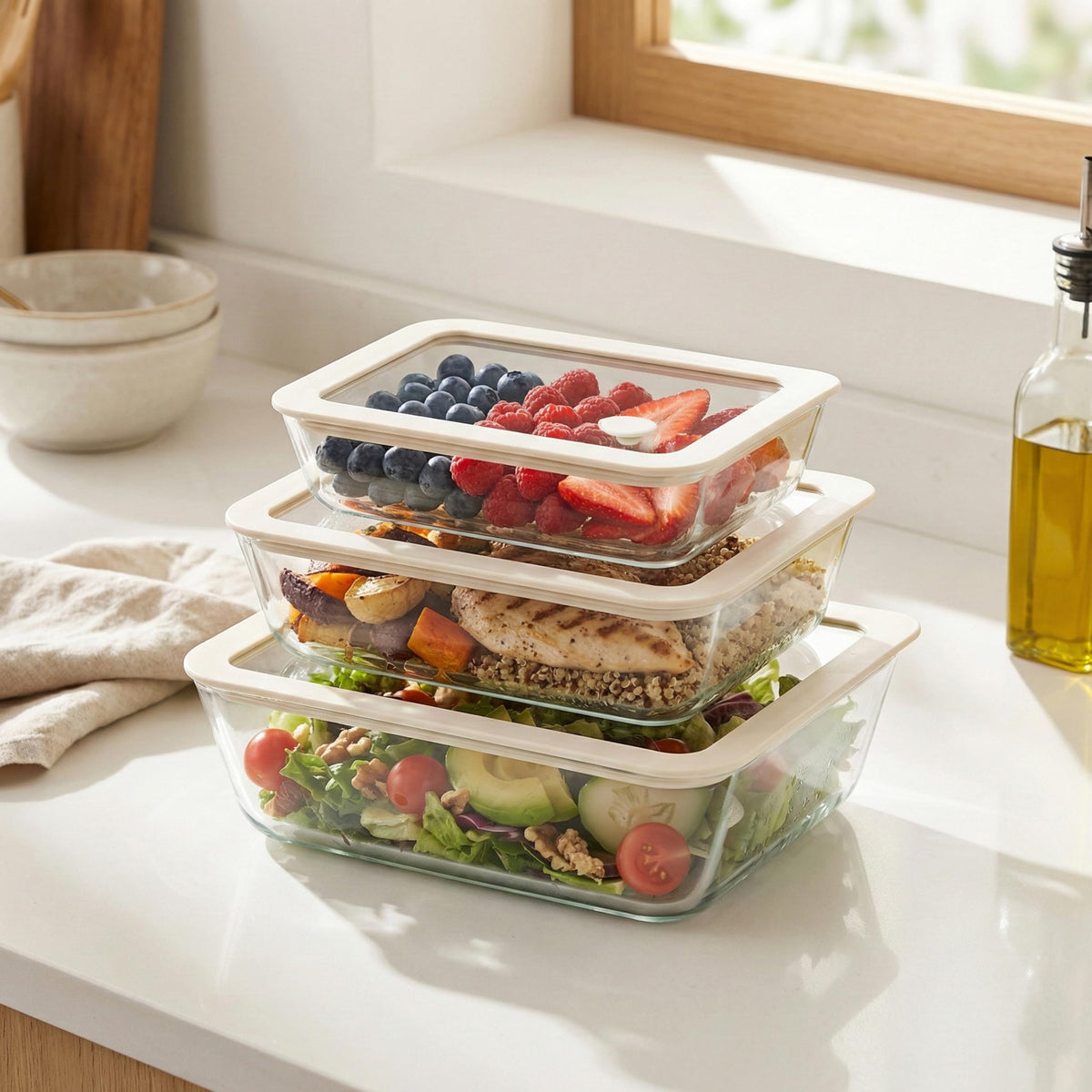 Urban Green round 30oz glass container versatile for sides and leftovers