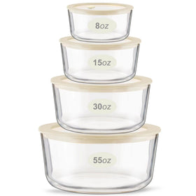 Urban Green round 55oz glass container with silicone lid, keeps leftovers airtight and fresh.
