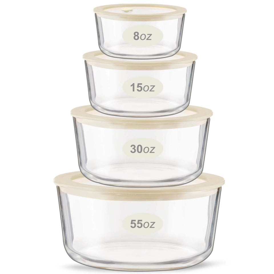 Urban Green round 55oz glass container with silicone lid, keeps leftovers airtight and fresh.