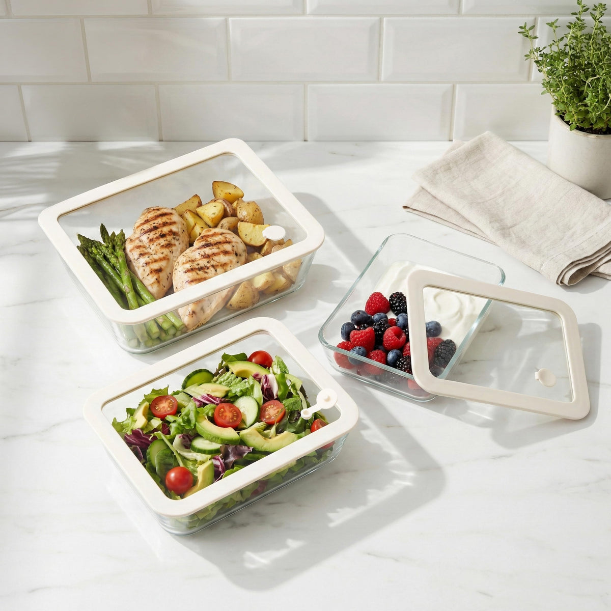 Urban Green round 8oz glass container compact single-portion storage