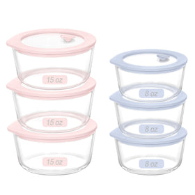 Urban Green round glass container 15oz with silicone-framed lid for fresh leftovers