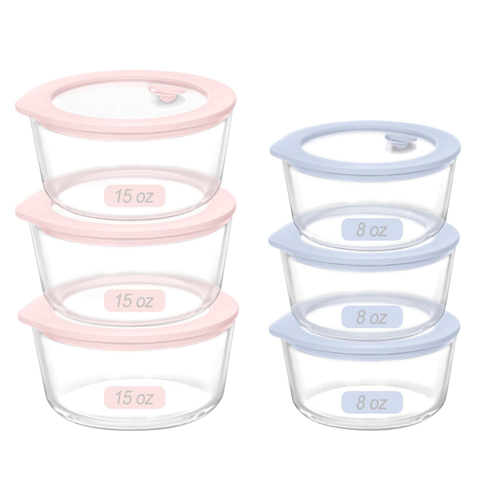 Urban Green round glass container 15oz with silicone-framed lid for fresh leftovers