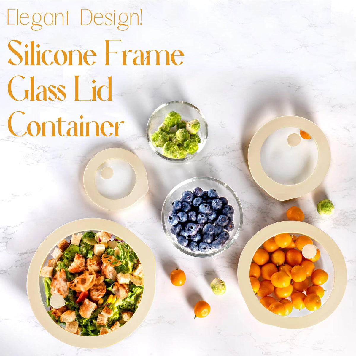 Urban Green square 23oz glass container, transparent lid for quick identification and freshness.