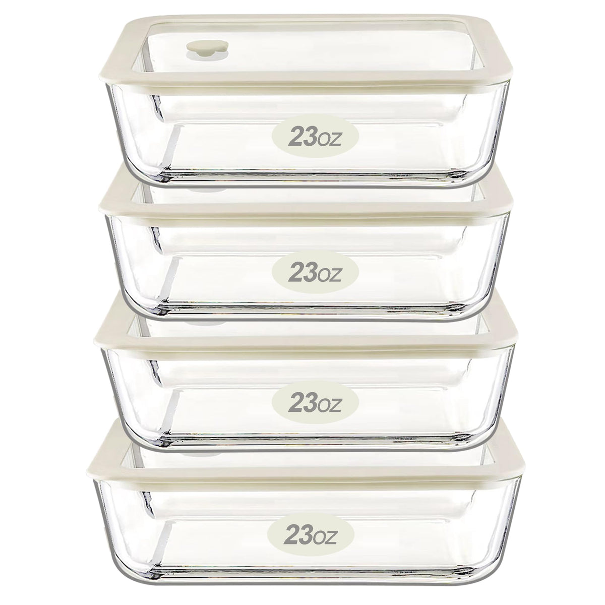 Urban Green square 65oz glass container with silicone frame keeps meals fresh.