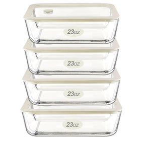 Urban Green square 65oz glass container with silicone frame keeps meals fresh.