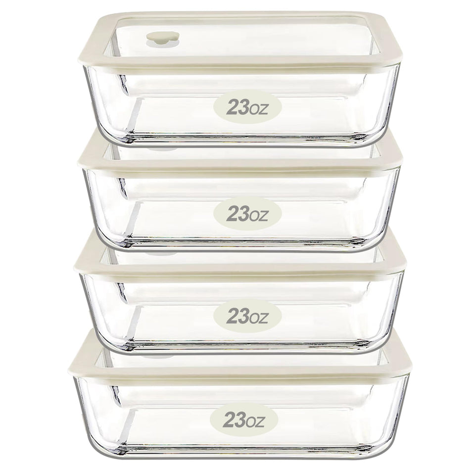 Urban Green square 65oz glass container with silicone frame keeps meals fresh.