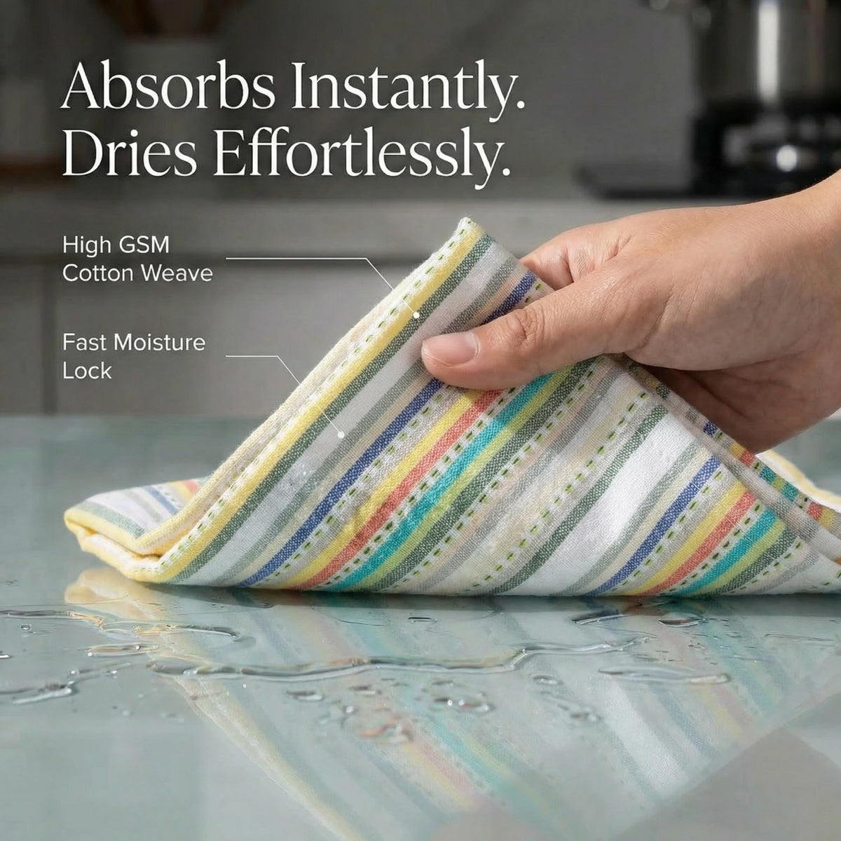 Urban Villa 100% cotton dish towels, soft texture and quick-drying performance.