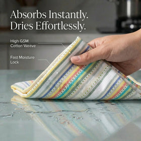 Urban Villa 100% cotton dish towels, soft texture and quick-drying performance.