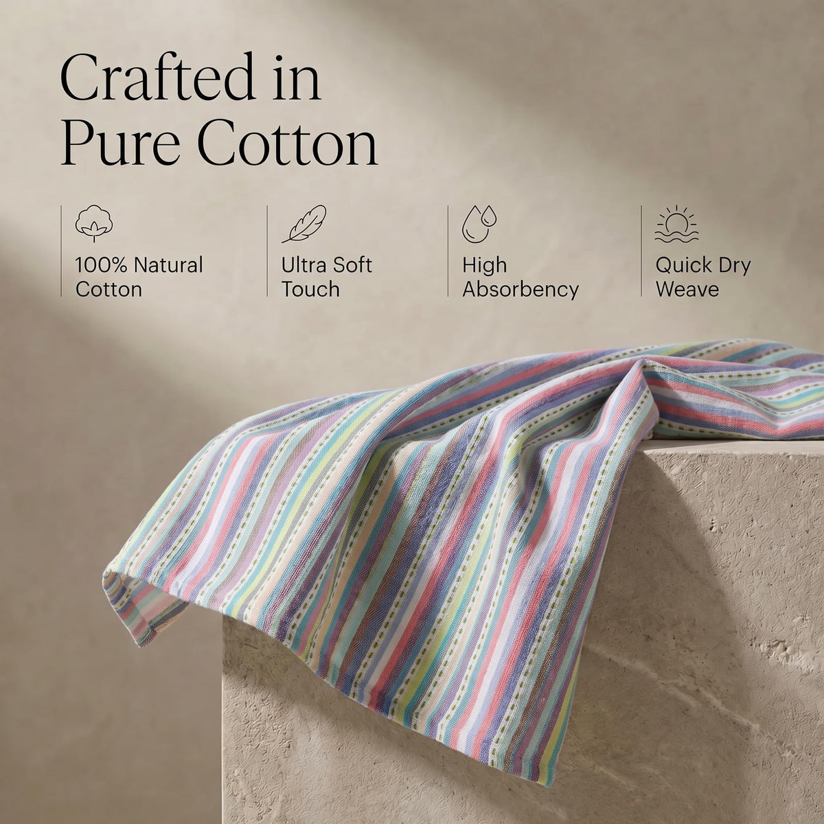 Urban Villa blue striped dishcloths for lint-free, safe kitchen drying