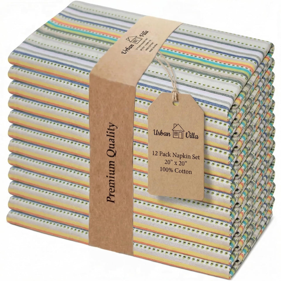Urban Villa cloth napkins folded on table showing premium absorbent dining setup