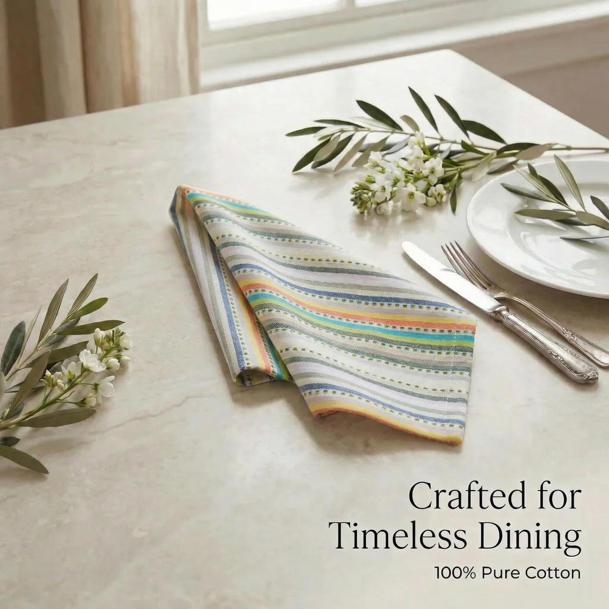 Urban Villa napkins elevating hotel restaurant-style table decor