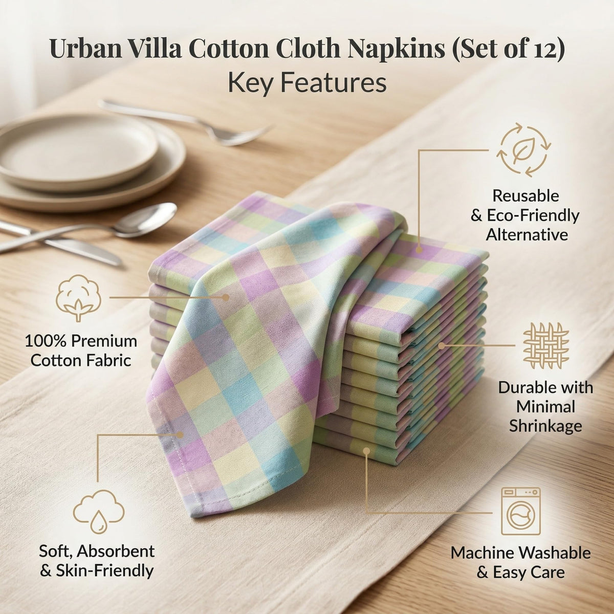 Urban Villa cloth napkins soft cotton provide plush feel and durability
