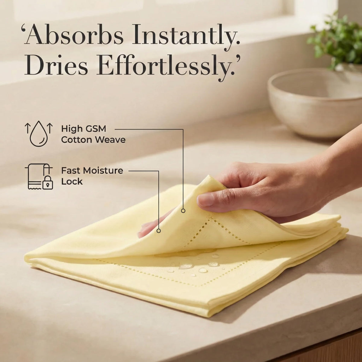 Urban Villa napkins close up shows soft cotton texture and premium craftsmanship