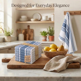 Urban Villa dish towels blue-white stripes for stylish kitchen cleanup