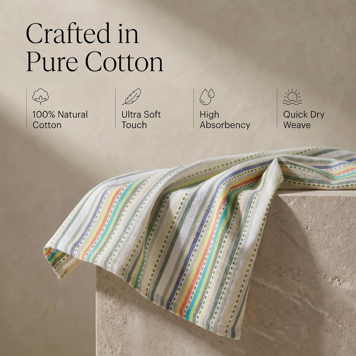 Urban Villa Dish Towels offer soft, durable fibers safe for delicate cookware.