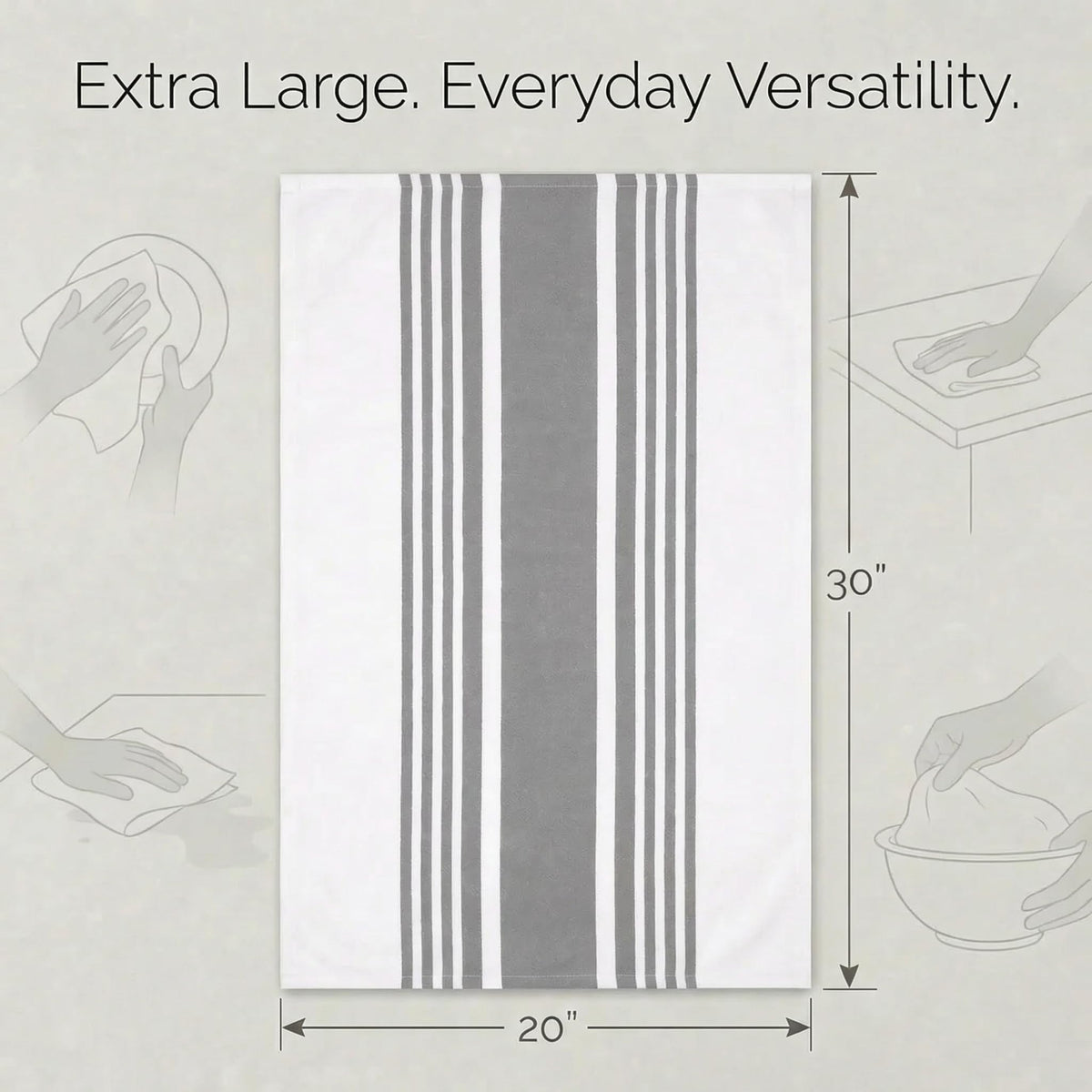 Urban Villa towel with hanging loop for easy air-drying and storage.