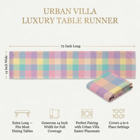 Urban Villa Easter Checks table runner on a dining table for festive setup