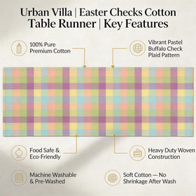 Urban Villa Easter Checks table runner folded neatly for storage
