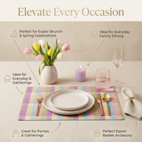 Urban Villa Easter placemats washable for easy cleanup.