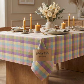 Urban Villa easy-care washable cotton tablecloth for busy homes.
