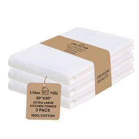 Urban Villa Flour Sack towels pack in white, ideal for bread proofing and drying.