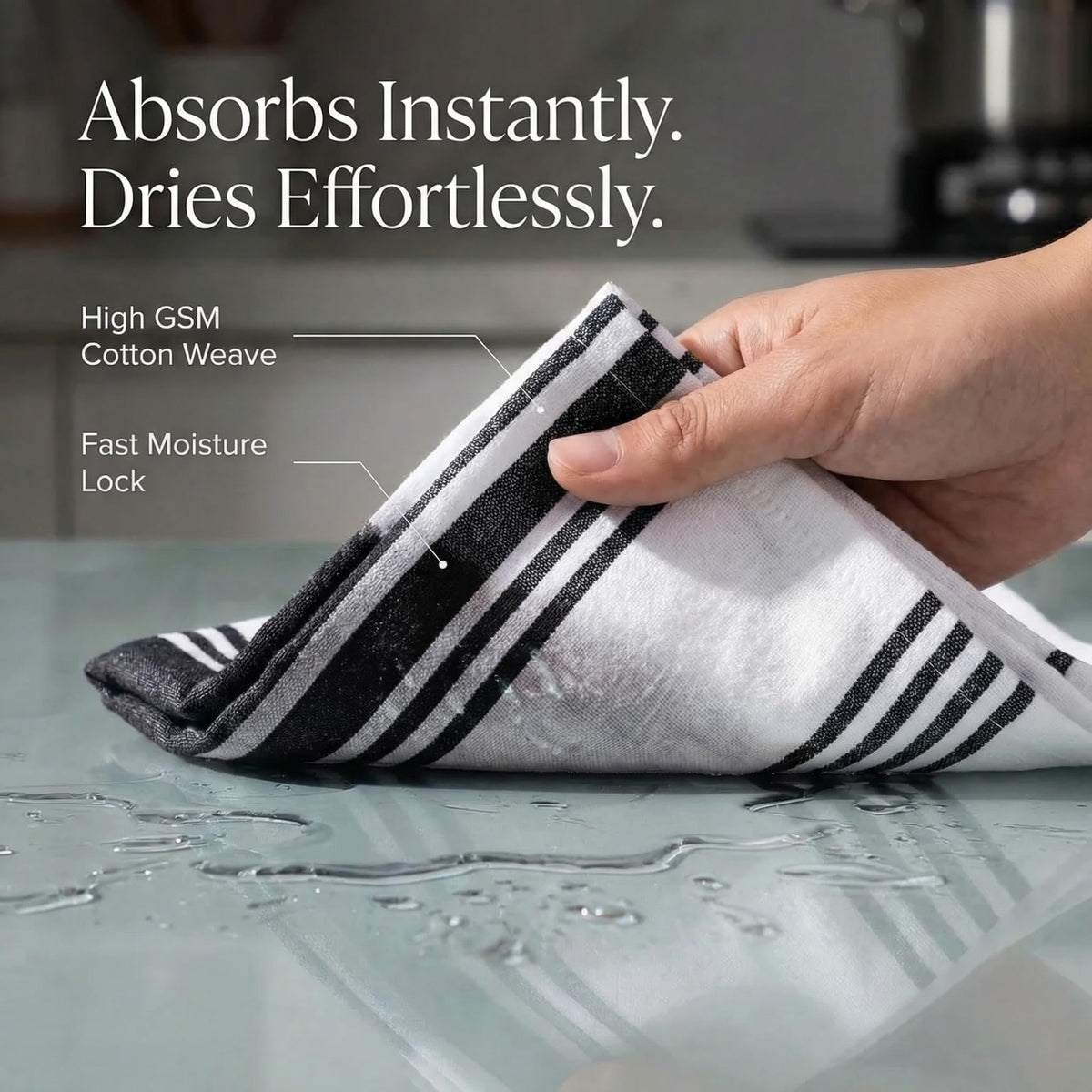 Urban Villa Kitchen Towels 20x30 size ready for practical kitchen use.