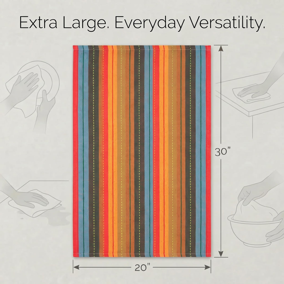 Urban Villa towels in 20x30 inch size ideal for drying dishes and kitchen tasks.