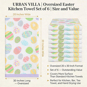 Urban Villa Kitchen Towels with mitered corners showcase neat finish and practical use