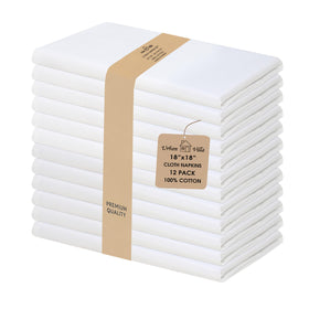 Urban Villa napkins 18in white folded table setting for a polished dinner.