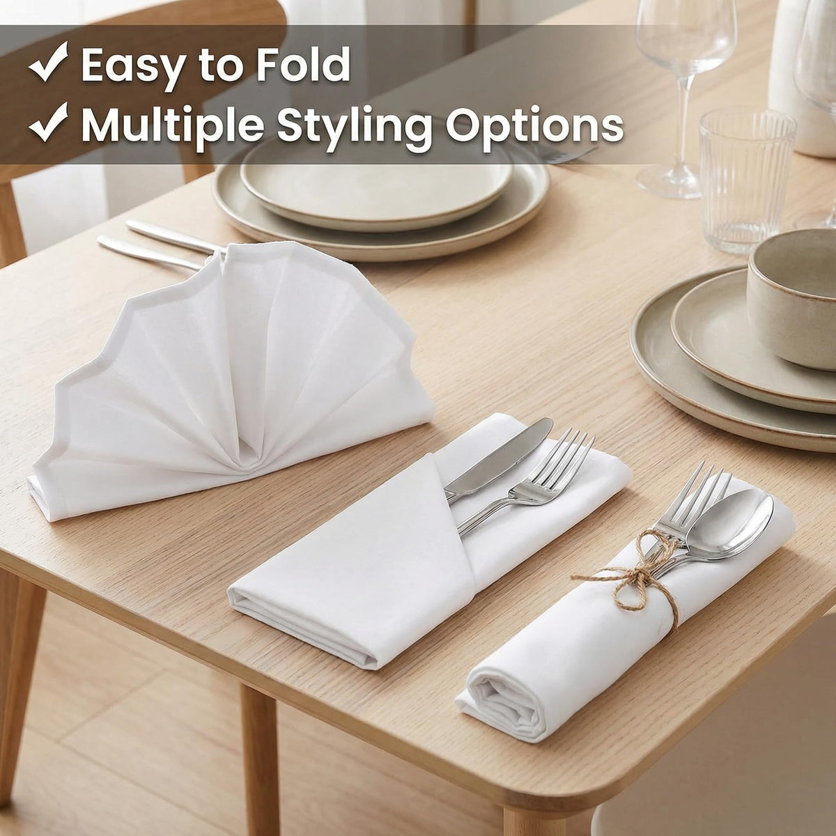 Urban Villa napkins on a dining table for an elegant event ambiance.