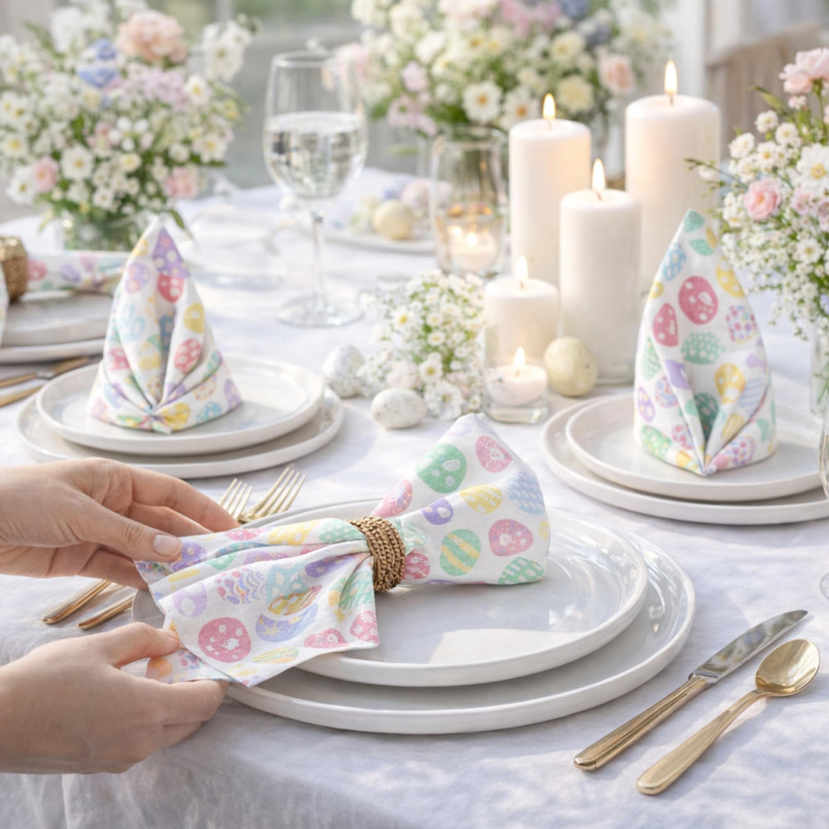Urban Villa napkins in dinner layout enhancing hotel or restaurant decor.