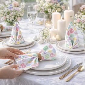 Urban Villa napkins in dinner layout enhancing hotel or restaurant decor.