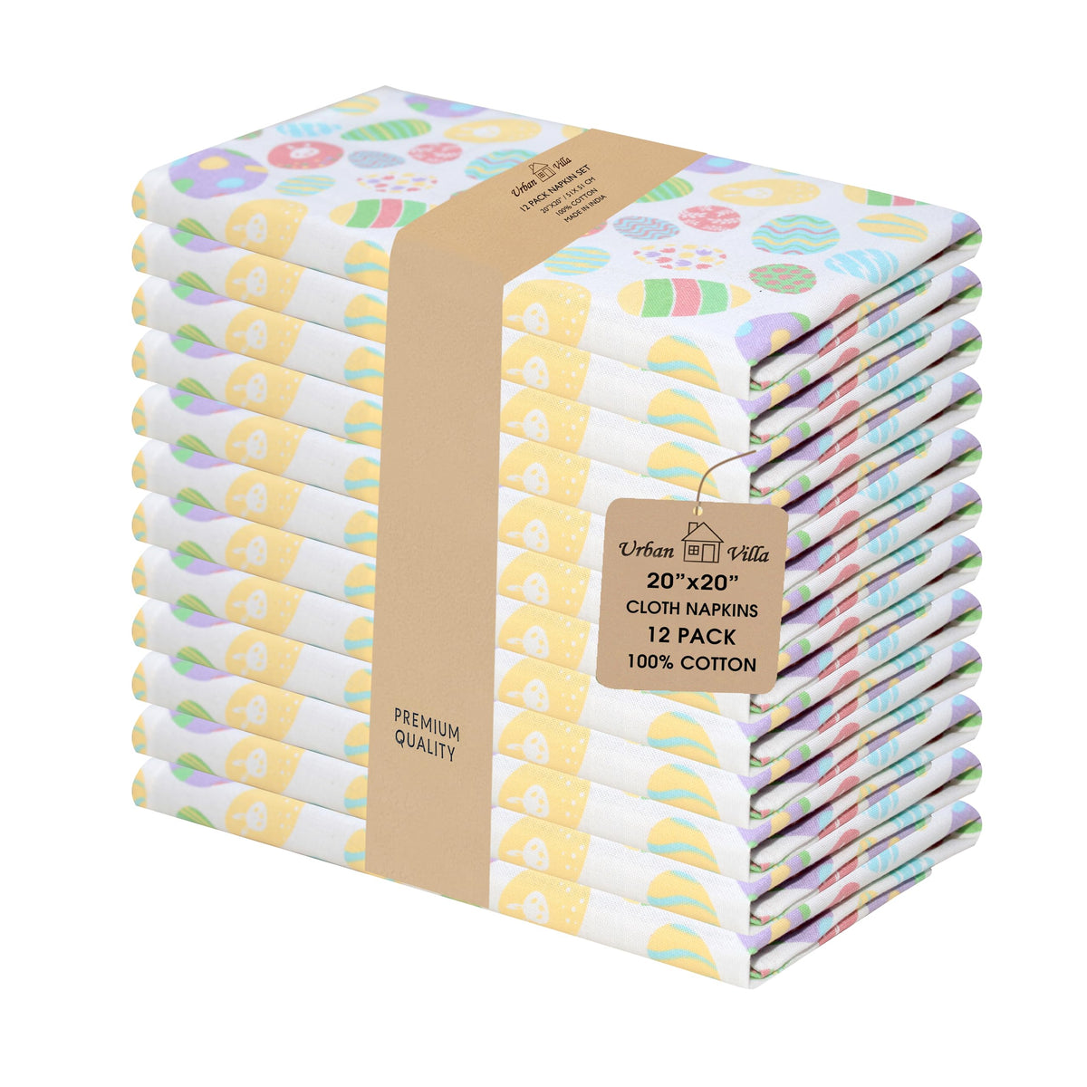 Urban Villa napkins folded neatly for a five-star table setting.