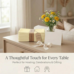 Urban Villa napkins luxury dining setup complementing fine china and glassware